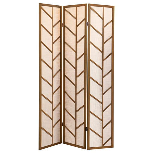 Mila - Foldable 3-Panel Screen - Walnut And Linen Unique Piece Furniture