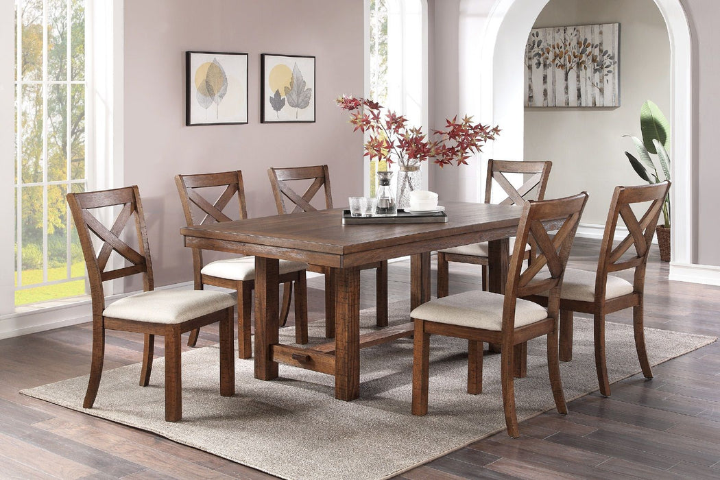 Natural Brown Finish Solid Wood 1 Piece Dining Table Wooden Contemporary Style Kitchen Dining Room Furniture