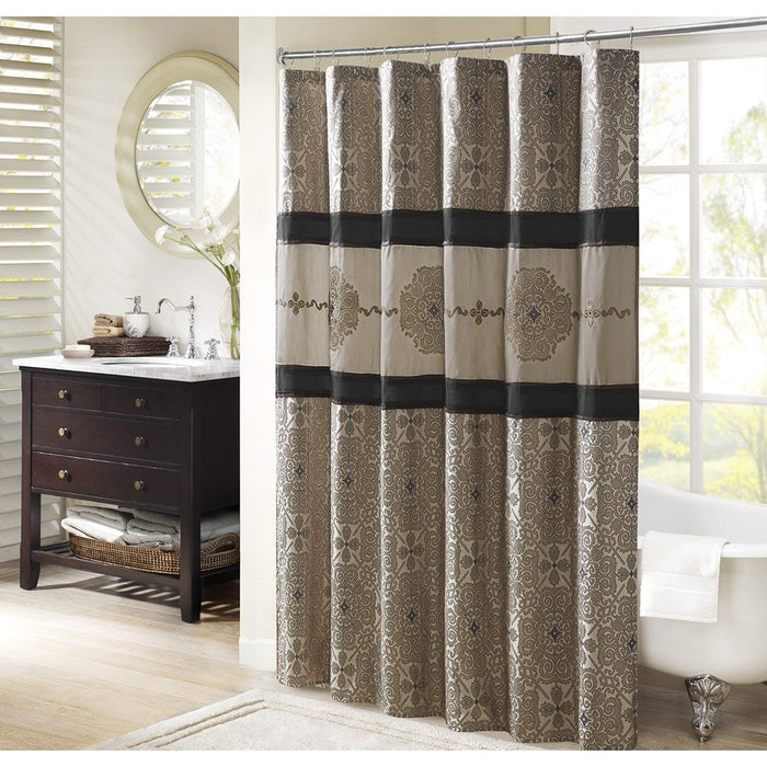 Embroidered Shower Curtain - Black