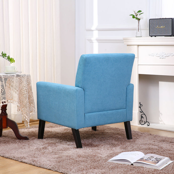 Fabric Accent Chair For Living Room, Bedroom Button Tufted Upholstered Comfy Reading Accent Chairs Sofa - Blue