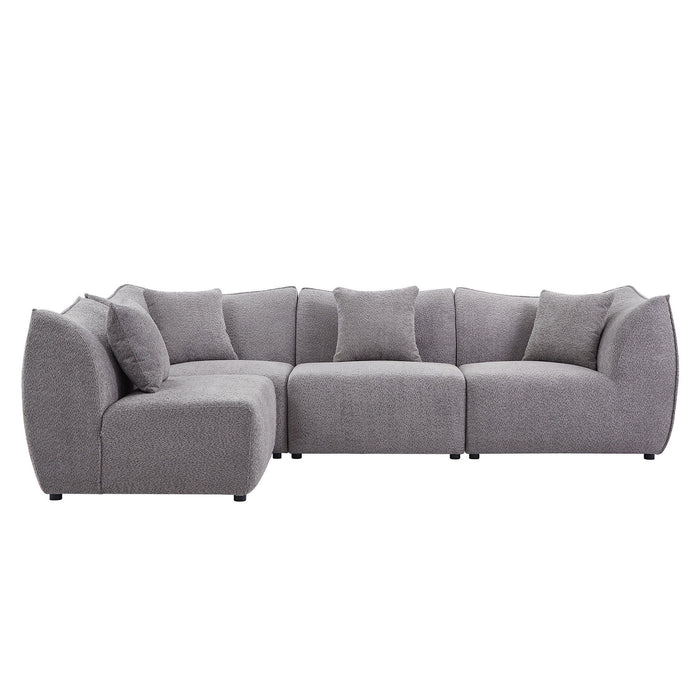 Modular Sectional Couch 4 Seater Sectional Sofa Convertible Comfy Couches For Living Room Apartment, Office - Grey