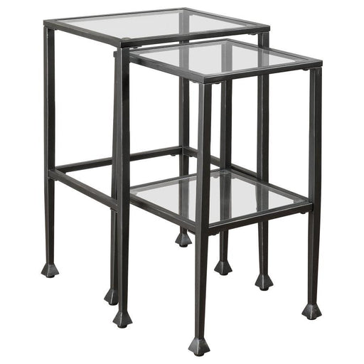 Leilani - 2 Piece Glass Top Nesting Tables - Black Unique Piece Furniture