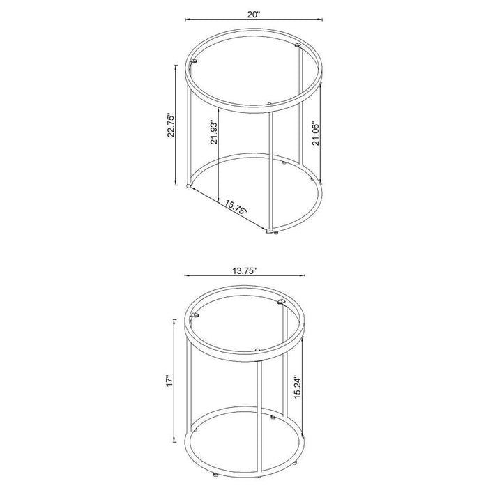 Maylin - 2 Piece Round Glass Top Nesting Tables - Gold Unique Piece Furniture