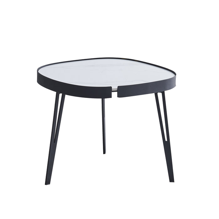 Modern Coffee Table - Black Metal Frame With Sintered Stone Tabletop