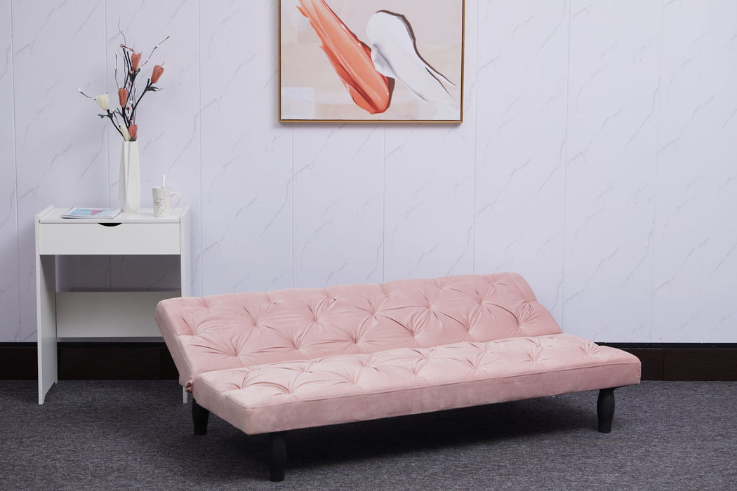 2534B Sofa Converts Into Sofa Bed 66" Pink Velvet Sofa Bed Suitable For Family, Apartment, Bedroom