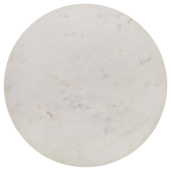 Aldis - Round Marble Top End Table - White And Natural