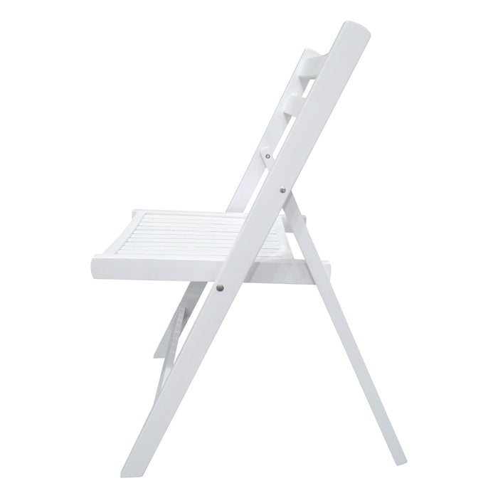 Furniture Slatted Wood Folding Special Event Chair (Set of 4), Folding Chair, Foldable Style - White - Solid Wood