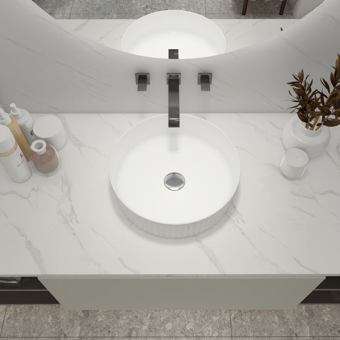 Ceramic Circular Vessel Bathroom Sink Art Sink - White