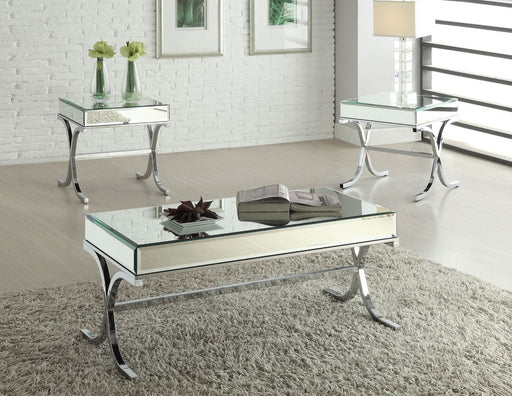 Yuri - Coffee Table - Mirrored Top & Chrome Unique Piece Furniture