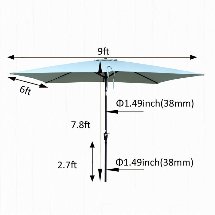 6 X 9 Ft Patio Umbrella Outdoor Waterproof Umbrella With Crank And Push Button Tilt Without Flap For Garden Backyard Pool Swimming Pool Market
