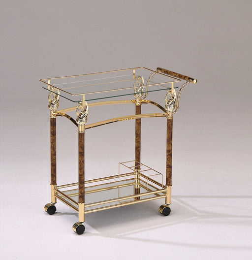 Helmut - Serving Cart - Gold Plated & Clear Glass - Tempered Unique Piece Furniture