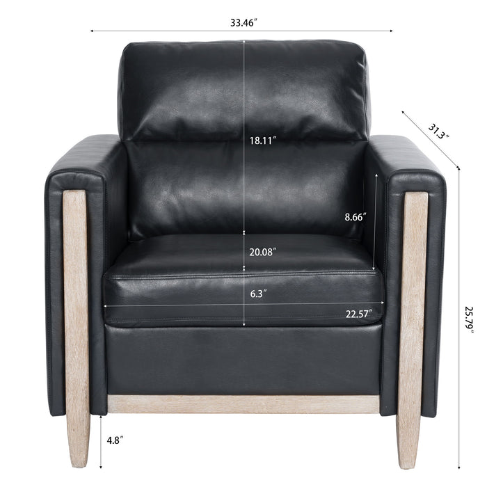 1 Seater Sofa For Living Room PU - Black
