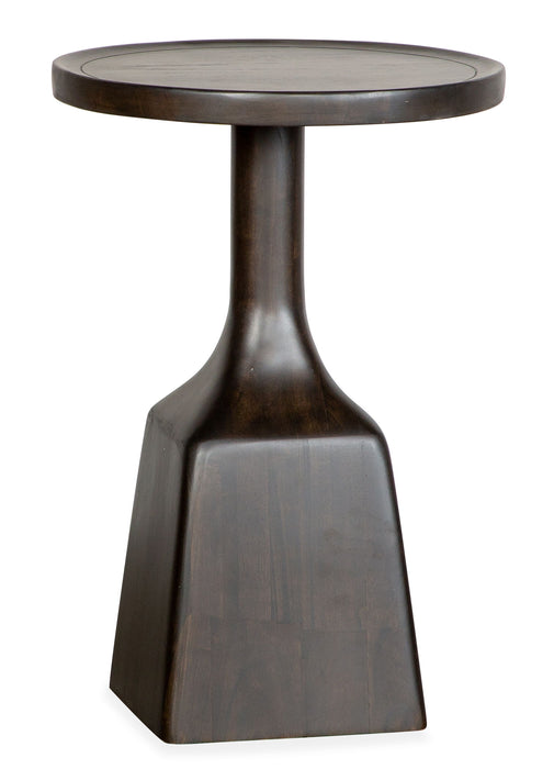 Lindon - Dark Round Pedestal Accent End Table - Belgian Wheat