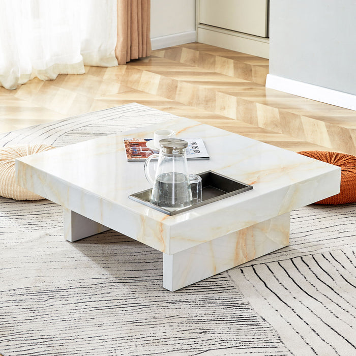 A Modern And Practical Coffee Table With Imitation Marble Patterns, Made Of MDF Material. The Fusion Of Elegance And Natural Fashion