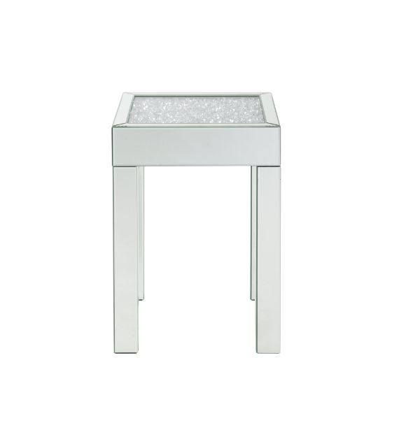 Noralie - End Table With Glass Top - Pearl Silver - Wood - 24" Unique Piece Furniture