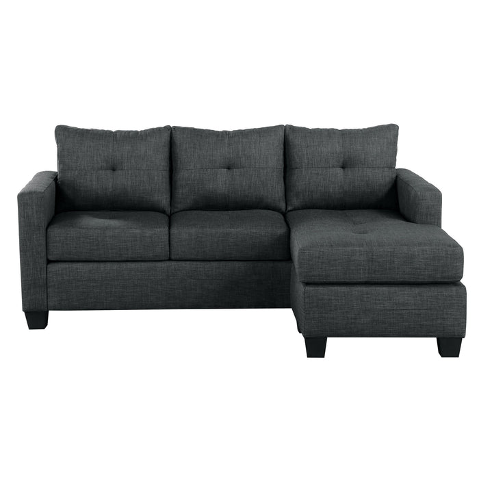 Unique Style Dark Gray Color 1 Piece Reversible Sofa Chaise Lenin - Like Fabric Upholstered Track Arms Tufted Sectional Sofa