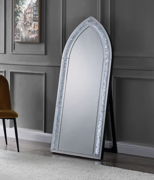 Noralie - Floor Mirror - Mirrored & Faux Diamonds Unique Piece Furniture