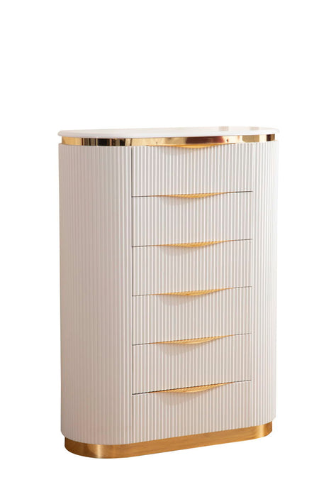 Laura Gold Detailed Chest Made With Wood In White