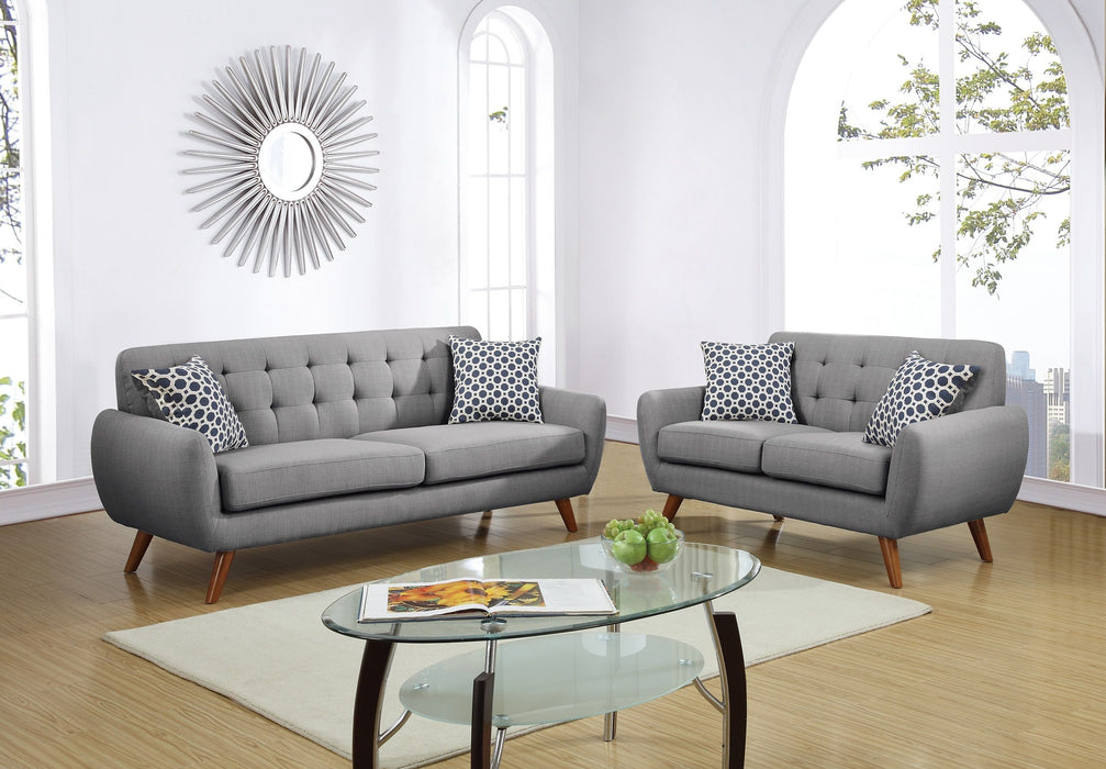 Gray Polyfiber Sofa And Loveseat 2 Pieces Sofa Set Living Room Furniture Plywood Tufted Couch Pillows