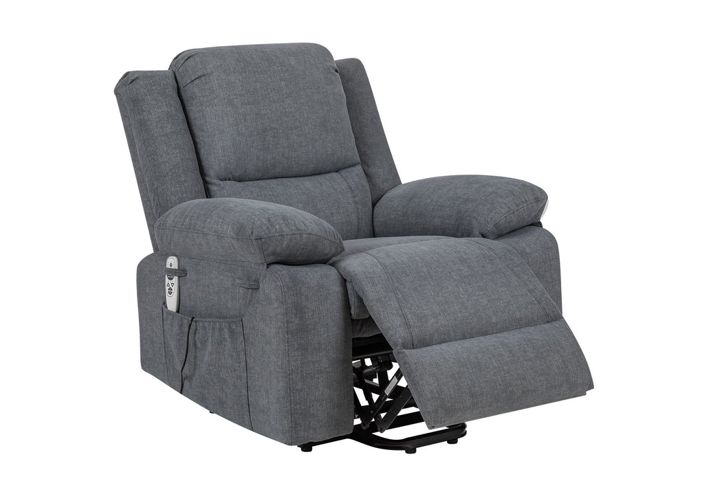 Electric Power Recliner Chair With Massage For Elderly, Remote Control Multi - Function Lifting, Timing, Cushion Heating Chair With Side Pocket Light Gray
