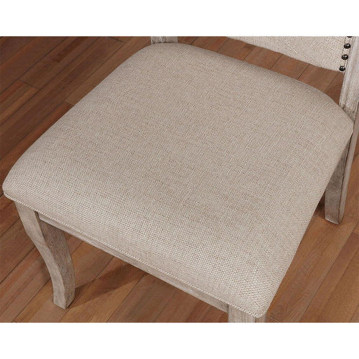 (Set of 2) Beige Upholstered Side Chairs In Rustic Natural Tone