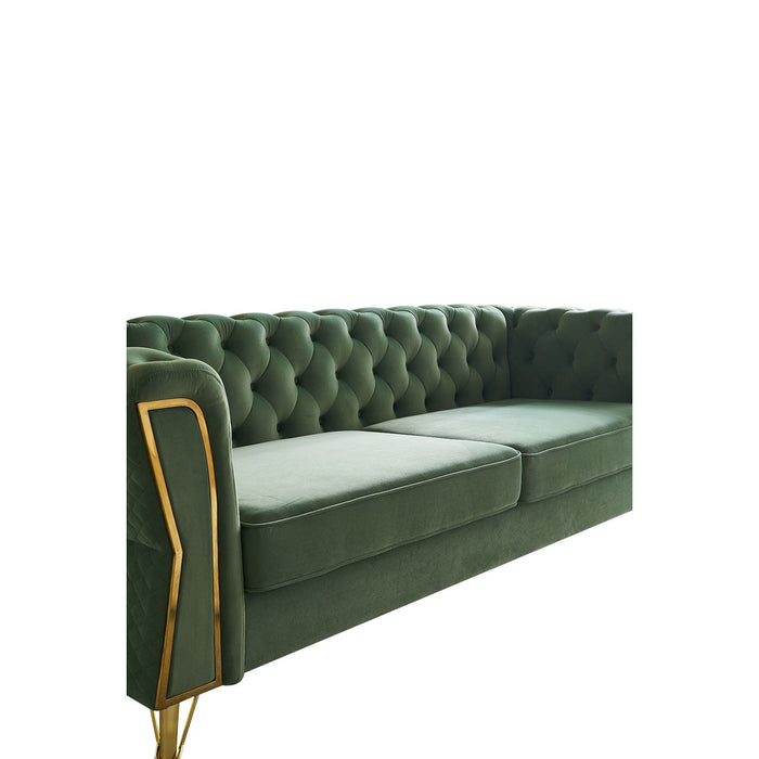 Modern Tufted Velvet Sofa For Living Room Mint Green Color