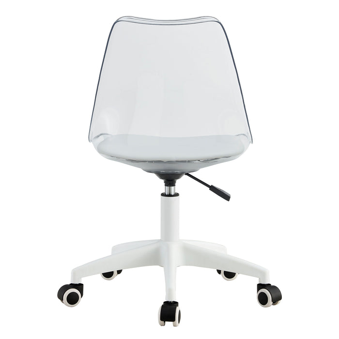 Modern Home Office Desk Chairs, Adjustable 360 В°Swivel Chair Engineering Plastic Armless Swivel Computer Chair With Wheels For, Bed Room Office Hotel Dining Room And Transparent Color