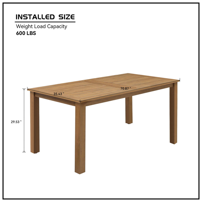 70.86 Inch Dining Table, Hips Patio Rectangular Dining Table For 4-6 Persons, Teak