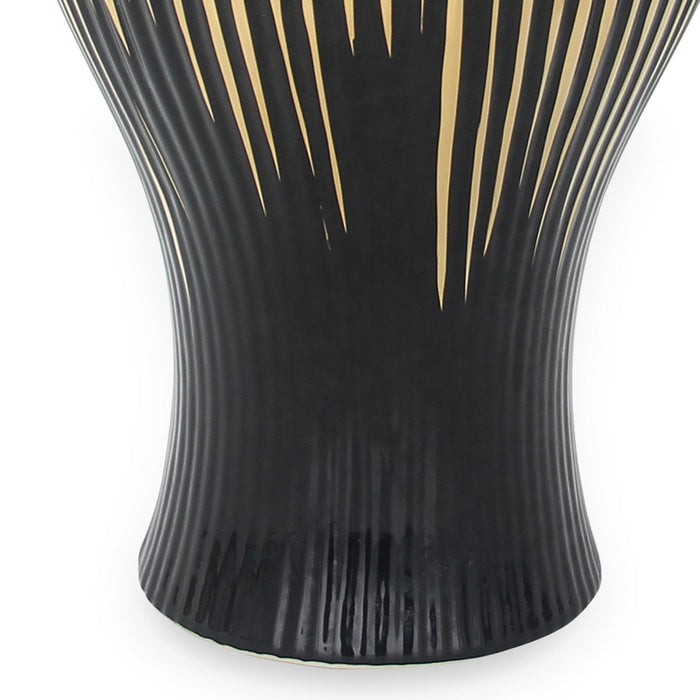 Design Ceramic Decorative Ginger Jar Vase - Black / Gold