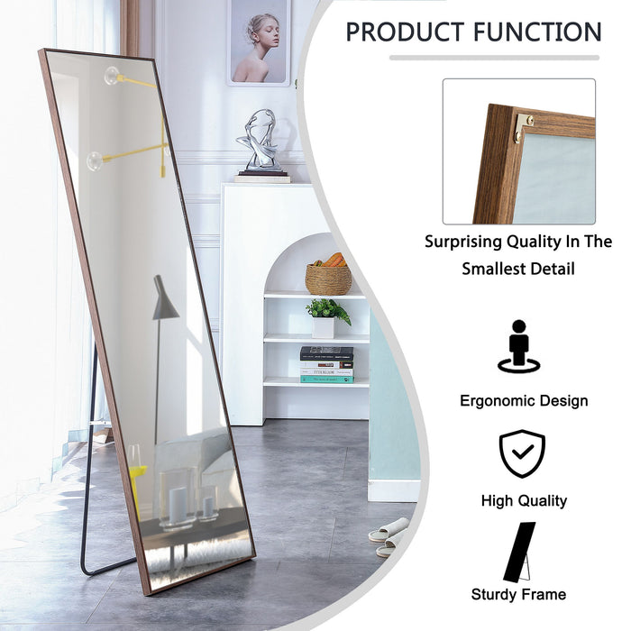 Brown Solid Wood Frame Full-Lengt Height Mirror, Dressing Mirror, Bedroom Home Porch, Decorative Mirror, Clothing Store, Floor Mounted Large Mirror