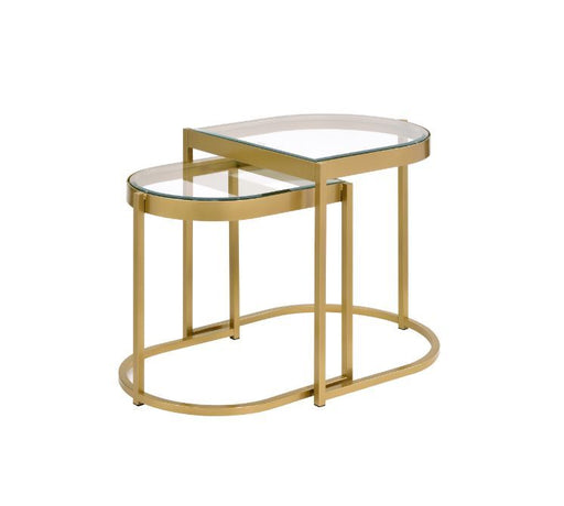Timbul - Coffee Table (2 Piece) - Clear Glass & Gold Finish Unique Piece Furniture