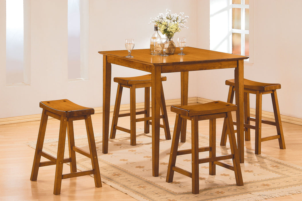 Casual Dining 24 Inch Counter Height Stools 2 Pieces Set Saddle Seat Solid Wood Oak Finish Home Furniture