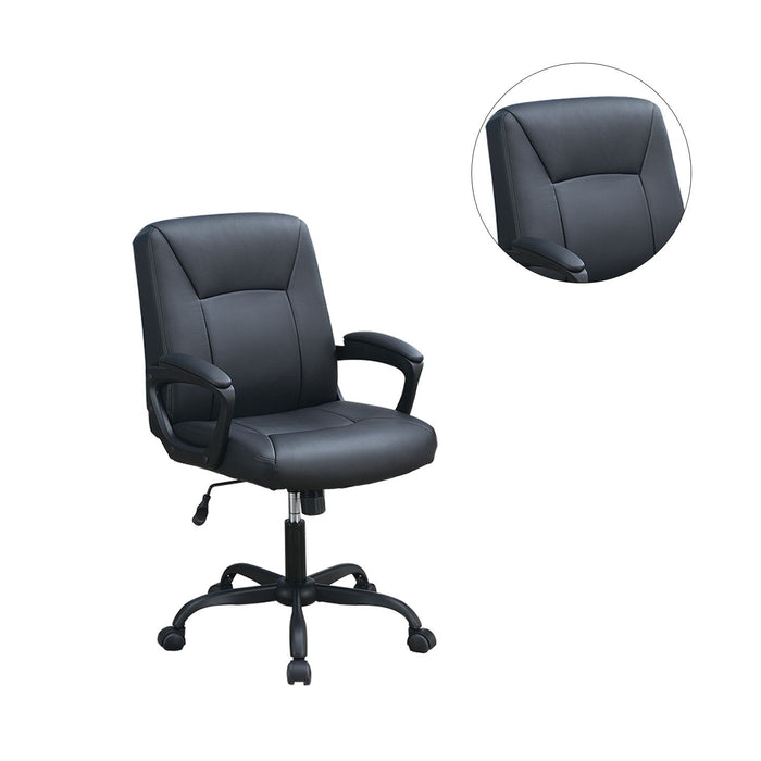 Adjustable Height Office Chair With Padded Armrests - Black