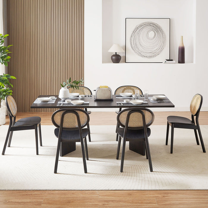 Wood Dining Table Kitchen Table Small Space Dining Table For Farmhouse Center Table, Home Furniture Kitchen Table, Modern Dining Room Table Black