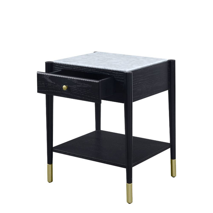 Atalia - End Table - Marble & Black Unique Piece Furniture