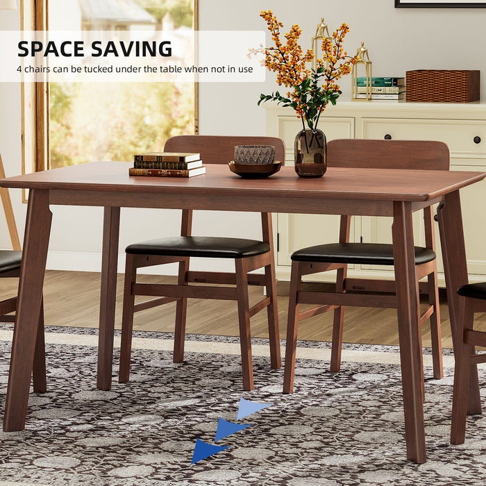 5 Pieces Dining Table Set 1 Dining Table And 4 Chairs Rustic Retro Solid Rubberwood Table And Breakfast Upholstered Stools For Home Kitchen Dining Room