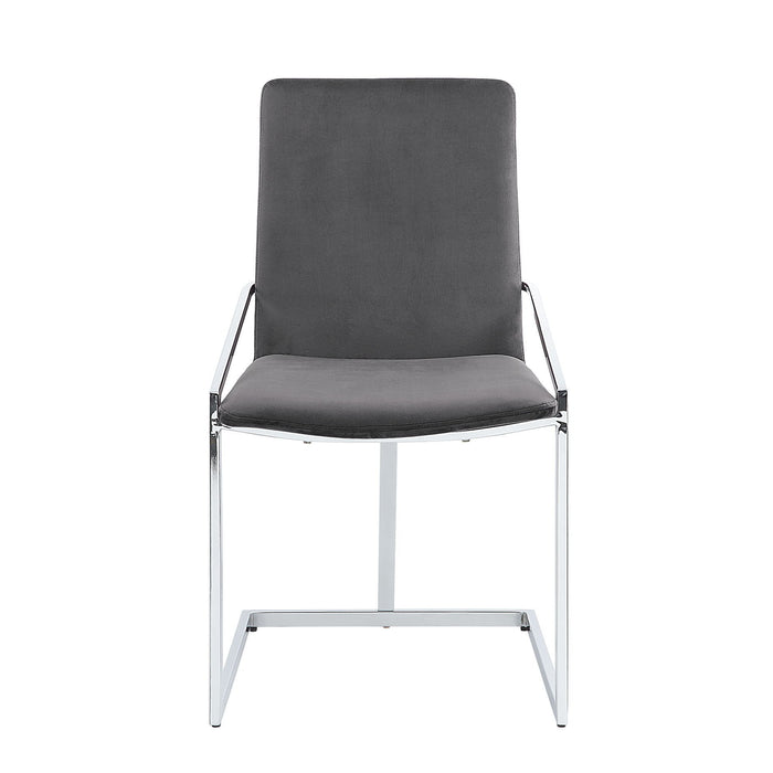 Acme Zlatan Side Chair (Set of 2) Gray Velvet & Chrome Finish