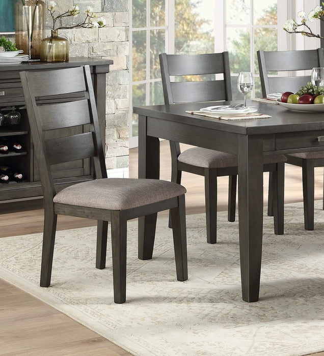Gray Finish 5 Pieces Dining Set Table With 6 Drawers And 4 Side Chairs Upholstered Seat Transitional Dining Room Furniture