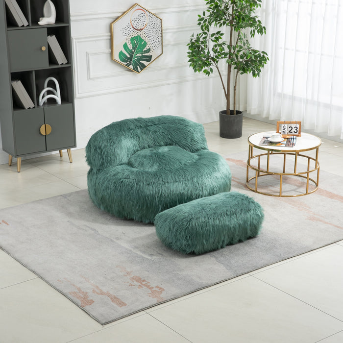 Coolmore Bean Bag Chair Faux Fur Lazy Sofa / Footstool Durable Comfort Lounger High Back Bean Bag Chair Couch For Adults And Kids, Indoor