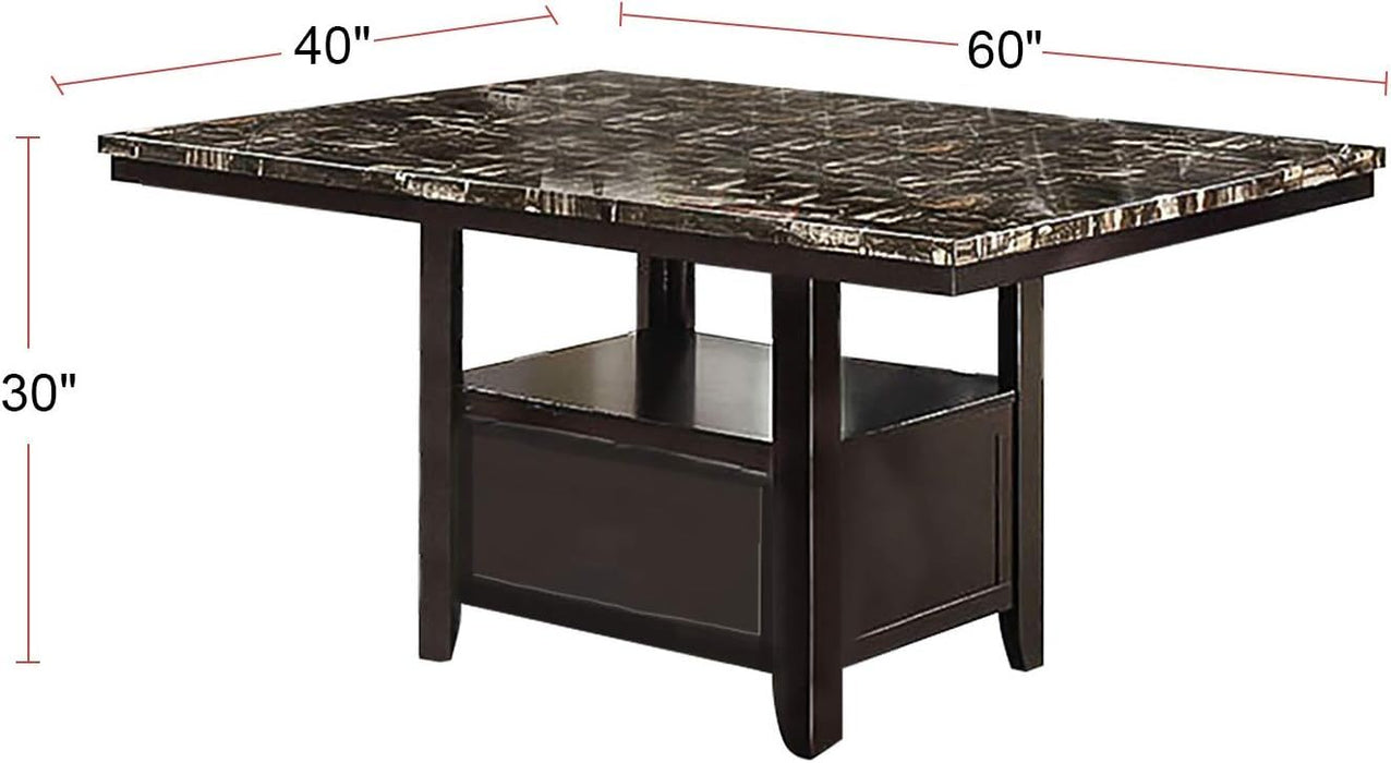 Dining Room 1 Piece Table Shelve Storage Base Faux Marble Top Birch Wood MDF Dining Table