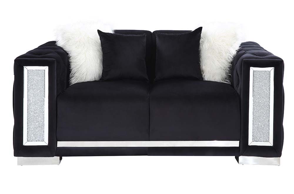 Trislar - Loveseat - Black Velvet Unique Piece Furniture