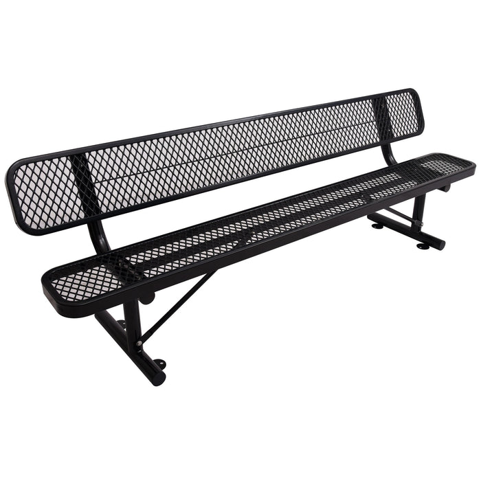 8 Ft. Outdoor Steel Bench With Backrest Black
