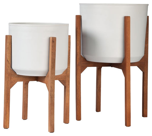Dorcey - White / Brown - Planter Set (Set of 2) Unique Piece Furniture