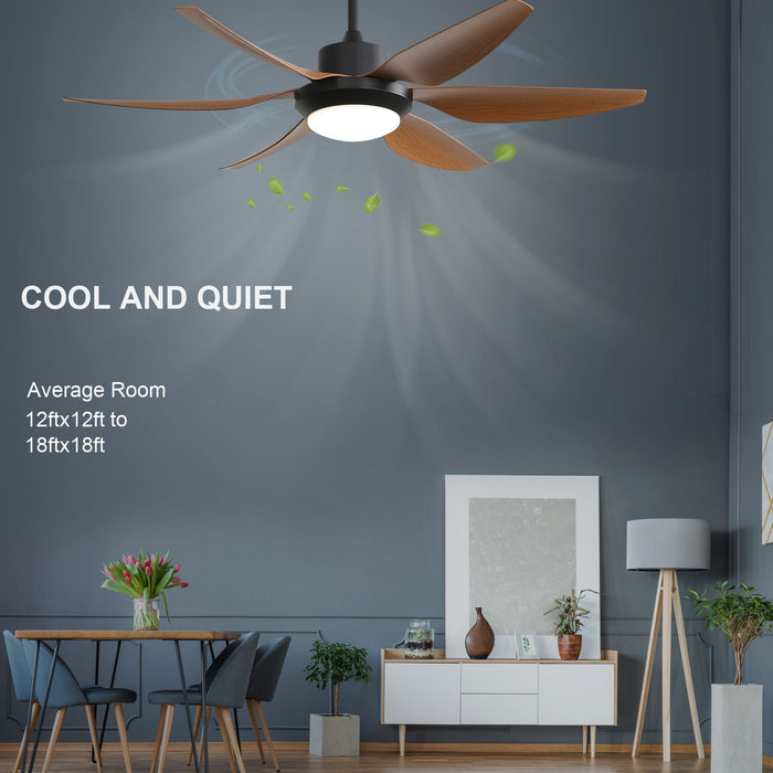 Indoor Ceiling Fan With Dimmable LED Light 5 Blades Remote Control Reversible Dc Motor Black For Living Room - Matte Black