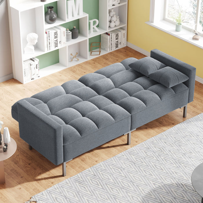 Orisfur. Linen Upholstered Modern Convertible Folding Futon Sofa Bed For Compact Living Space, Apartment, Dorm - Dark Gray