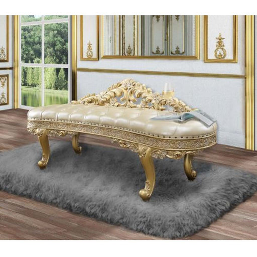 Cabriole - Bench - Light Gold PU & Gold Finish Unique Piece Furniture