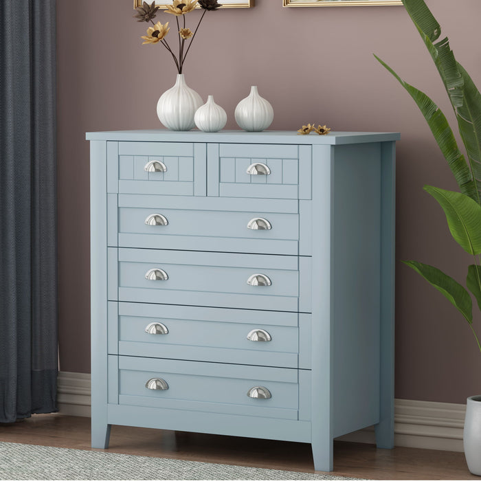 Drawer Dresser Bar Cabinet Side Cabinet, Buffet Sideboard, Buffet Service Counter, Solid Wood Frame, Plasticdoor Panel, Retro Shell Handle, Applicable To Dining Room, Living Room, Kitchen Corridor - Blue Gray