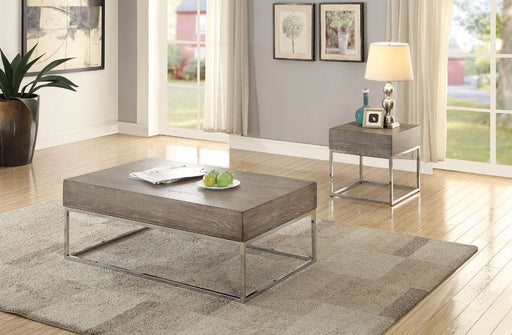 Cecil II - Coffee Table - Gray Oak & Chrome Unique Piece Furniture