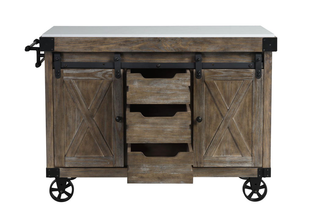 Alforvott - Serving Cart - Marble & Weathered Gray Finish Unique Piece Furniture