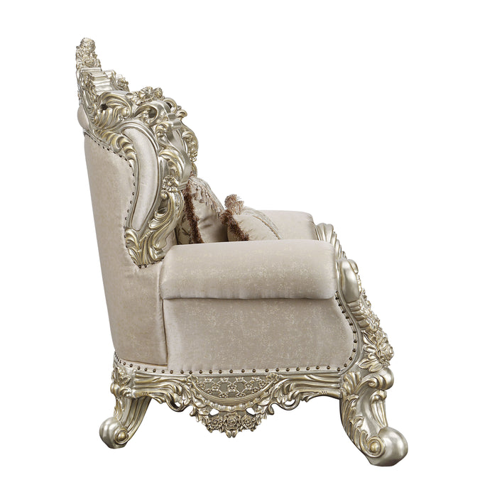 Acme Danae Chair With 2 Pillows Fabric, Champagne & Gold Finish